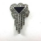 Vintage .925 Sterling Silver and Triangle onyx and Marcasite earring
