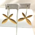 Vintage Blu Blumarine Large Gold Tone Hoop Leaf Earrings Made in Italy