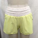 LULULEMON ATHLETICA YELLOW/ WHITE POLKA DOT RUNNING SHORTS SIZE 4