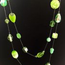 JANNA CONNER FREE PEOPLE GREEN/BLUE/YELLOW CRYSTAL GOLD TONE CHAIN 34"