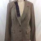 CARTONNIER BROWN TWEED METALLIC RIBBON LAPEL BLAZER SIZE 10