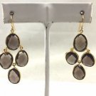 STERLING .925 DROP EARRINGS GOLD TONE W/ BROWN CRYSTALS