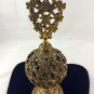 ORMOLU  ROUND SPHERE PERFUME BOTTLE GOLD TONE FLOWER DESIGN