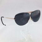 BOTTEGA VENETA BLACK RIMLESS ROUND LENS GOLD ARM WRAP EAR SUNGLASSES