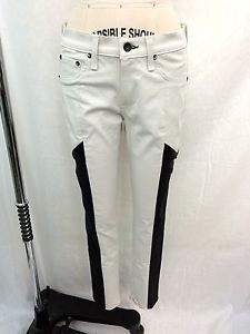 RAG & BONE JEAN WINTER WHITE LAMB LEATHER DETAIL SKINNY JEANS SIZE 28