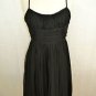 MARIA BIANCA NERO BLACK SILK CHIFFON RUCHED EMPIRE WAIST DRESS SIZE LARGE