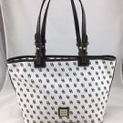 DOONEY & BOURKE WHITE CANVAS BLACK SIGNATURE LEISURE SHOPPER TOTE