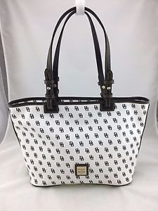 DOONEY & BOURKE WHITE CANVAS BLACK SIGNATURE LEISURE SHOPPER TOTE