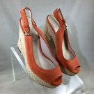 MICHAEL MICHAEL KORS KEELYN ORANGE SUEDE SLINGBACK ROPE WEDGES SIZE 7.5 M