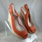 MICHAEL MICHAEL KORS KEELYN ORANGE SUEDE SLINGBACK ROPE WEDGES SIZE 7.5 M