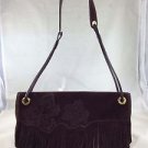 ST JOHN BROWN SUEDE EMBROIDERED FRINGE HANG BAG