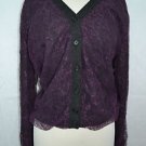 MARC JACOBS PURPLE CASHMERE LACE OVERLAY CARDIGAN SWEATER SIZE L RET $2205