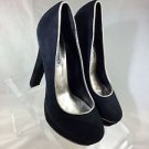 STEVE MADDEN GLORIA BLACK SUEDE PLATFORM PUMPS SIZE 7.5