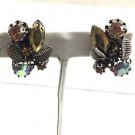 Vintage Aurora Borealis Silver Tone Rhinestone Earrings Made in Austria