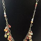 TRES JOLIE Silver tone yellow red clear beaded Strand Pendant Necklace  18"