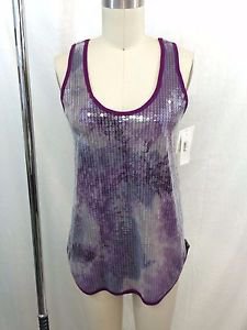 AQUA MAGENTA TRIM SEQUIN TIE DYE TANK TOP SIZE XS RETAIL $88