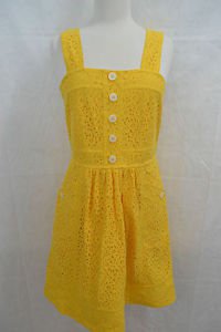 MARC BY MARC JACOBS YELLOW ZEST SOLID FLORAL SUNDRESS W/ EYELETS SIZE 10