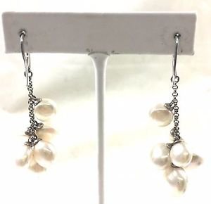 FRESH WATER PEARL .925 STERLING SILVER DANGLE  EARRINGS