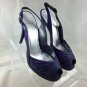 STUART WEITZMAN BLACK/ PURPLE FLORAL SATIN SLINGBACK PLATFORM HEELS SIZE 9 M
