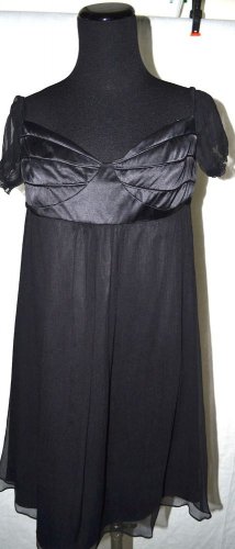 LA ROK BLACK SILK CHARMEUSE DRESS W/LACE UP BACK RETAIL $328.00 SZ LARGE /US
