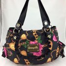 BETSEYVILLE BLACK PINK FLORAL CHAIN PRINT TWO STRAP FLAP BAG