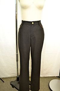 RALPH LAUREN CHARCOAL GRAY WOOL PANTS W/ BROWN SUEDE TRIM SIZE 8