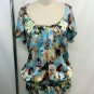 JEAN PAUL GAULTIER LIGHT BLUE FLORAL SILK OPEN SHOULDER BLOUSE SIZE XS RET $455