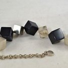 UTERQUE STERLING SILVER / PURPLE GLITTER SQUARE BLOCKS BEADED BRACELET