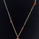 Gold Tone Chain 14/20 Gold Filled Orange Yellow crystal Pendent Necklace  24"