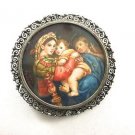 Vintage .800 Silver  Mother and Child  Cameo Brooch Pin