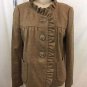 J. CREW BROWN WOOL RUFFLE THREE BUTTON JACKET SIZE 4