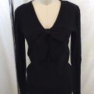 SONIA RYKIEL BLACK WOOL V-NECK BOW SWEATER SIZE 38