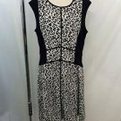 ELIZA J BLACK CREAM LEOPARD PRINT MISSY CAP SLEEVE BODYCON DRESS SIZE 14