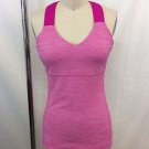 LULULEMON ATHLETICA HEATHERED PINK MAGENTA CRISS CROSS STRAP TANK SIZE 8