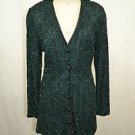 CARMEN MARC VALVO VINTAGE EMERALD GREEN BEADED SKIRT SUIT SIZE 4