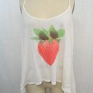 WILDFOX SWIM CREAM STRAWBERRY PRINT OVERSIZE TANK TOP SIZE SMALL