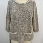 MEADOW RUE GRAY PEARL TRIM DETAIL BOUCLE SWEATER SIZE XS