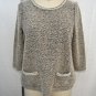 MEADOW RUE GRAY PEARL TRIM DETAIL BOUCLE SWEATER SIZE XS