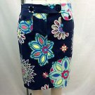 EMILIO PUCCI NAVY MULTI PATTERN COTTON PENCIL SKIRT SIZE 6