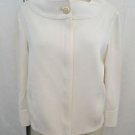 ST JOHN COLLECTION CREAM KNIT ONE BUTTON NECK ZIP DOWN JACKET SIZE 8