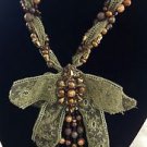 ERICKSON BEAMON Womens Gold Beaded Fabric Necklace 28"