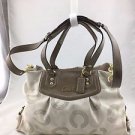 COACH ASHLEY BEIGE/ TAUPE PATENT DOTTED C CARRY ALL TOTE W/ SHOULDER STRAP
