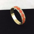 HOUSE OF HARLOW ORANGE LEATHER GOLD TONE CUFF BRACELET