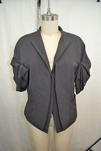 BRIONI GRAY WOOL ONE BUTTON TUCK 3/4 SLEEVES JACKET SIZE 42 R RETAIL $2,080