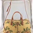 ISABELLA FIORE PALM TREE MONKEY CANVAS BROWN TRIM DIAPER BAG W/ SHOULDER STRAP