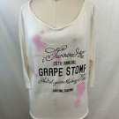 WILDFOX CREAM PURPLE SPLATTER "GRAPE STOMP" DISTRESSED HEM KNIT TOP SIZE M
