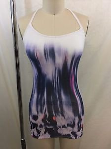 LULULEMON ATHLETICA NAVY/ LAVENDER DRIP DYE T-STRAP WORKOUT TANK SIZE 4