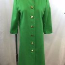 LINDA MCMILLAN GREEN PIQUE GOLD BUTTON DOWN MANDARIN COLLAR COAT SIZE 6