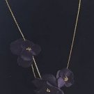 Vermal chain necklace, .925 gold tone  BENEDICTE PARIS Purple fabric flower 16"
