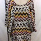 TOLANI GRAY/ YELLOW MULTI PRINT SILK BATWING BLOUSE SIZE XS